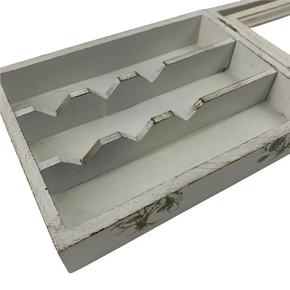 Womens Jewelry Box Trinket Mirror Folding Wild Flowers Vintage Italy 0745